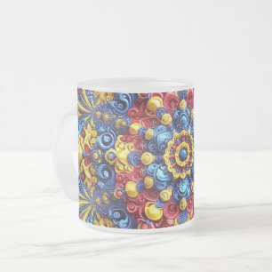 Petite tasse de verre dépoli aux couleurs roumaine