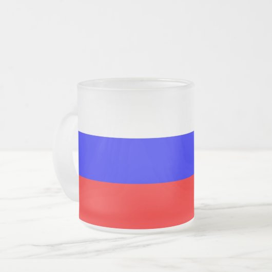 Petite tasse de verre dépoli avec drapeau de la Ru (Devant gauche)