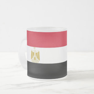 Petite tasse de verre dépoli avec drapeau d'Egypte