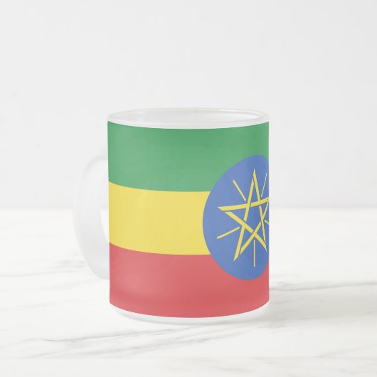 Petite tasse de verre dépoli avec drapeau d'Ethiop (Devant gauche)