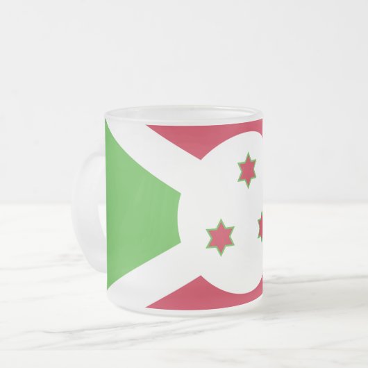 Petite tasse de verre dépoli avec drapeau du Burun (Devant gauche)