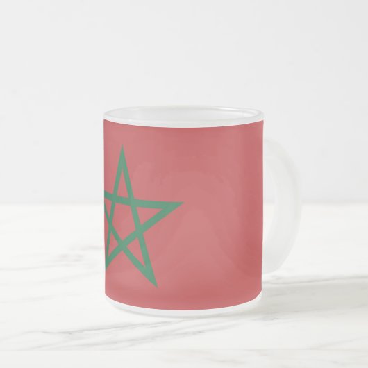 Petite tasse de verre dépoli avec drapeau du Maroc (Devant droit)