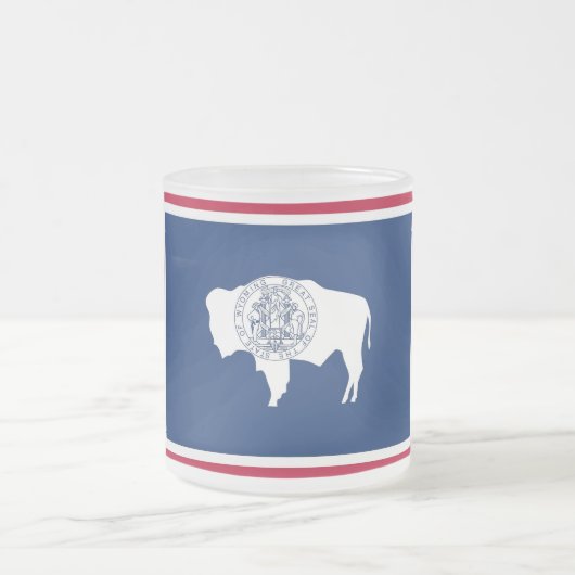 Petite tasse de verre dépoli avec drapeau Wyoming (Centre)