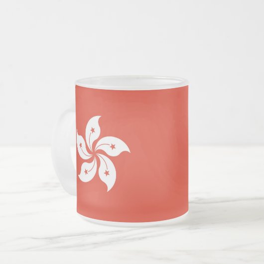 Petite tasse en verre dépoli avec drapeau de Hong  (Devant gauche)