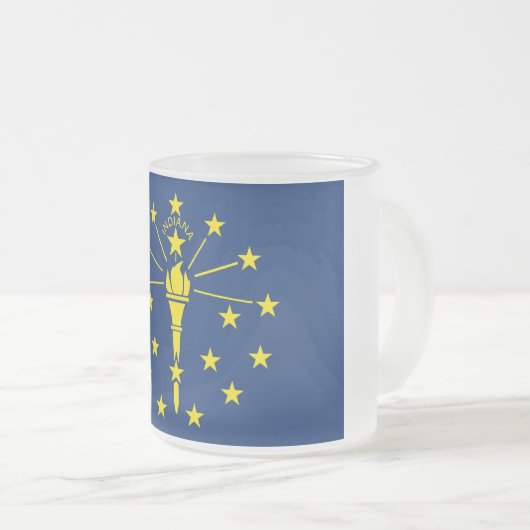 Petite tasse en verre dépoli avec drapeau de l'Ind (Devant droit)