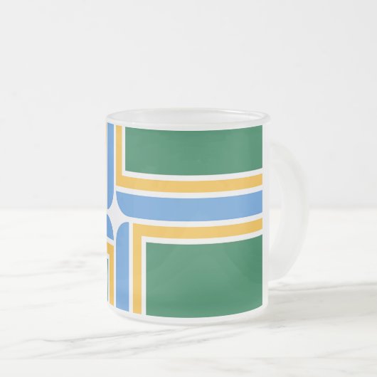 Petite tasse en verre dépoli avec drapeau de Portl (Devant droit)