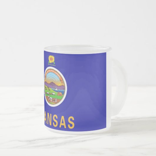 Petite tasse en verre dépoli avec drapeau du Kansa (Devant droit)