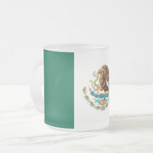 Petite tasse en verre dépoli avec drapeau du Mexiq