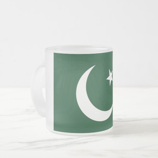 Petite tasse en verre dépoli avec drapeau du Pakis (Devant gauche)