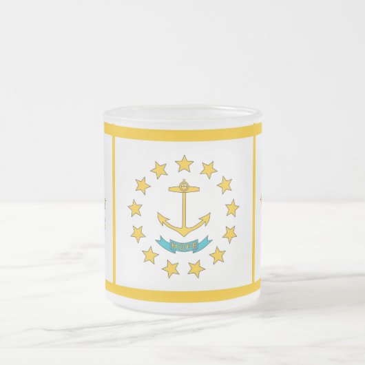 Petite tasse en verre dépoli avec le drapeau Rhode (Centre)