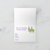 Petite tortue 1er anniversaire Invitation à rempli (Intérieur)