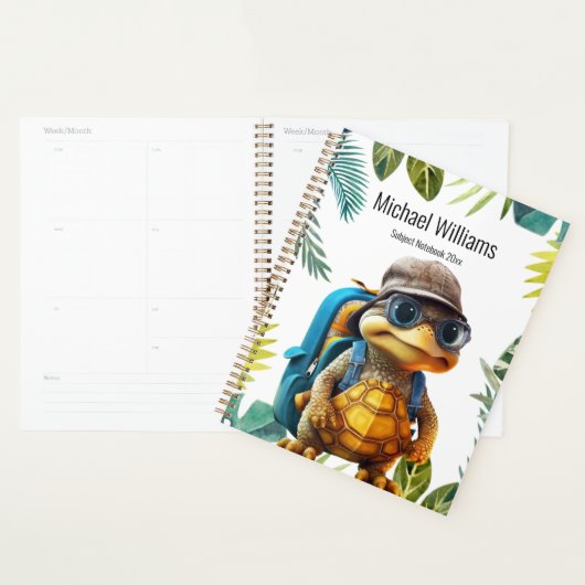 Petite tortue mûre aventurière avec sac à dos, Rem (Devant avec enveloppe)