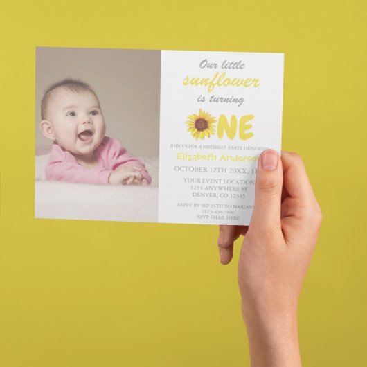 Petite tournesol 1er anniversaire Invitation