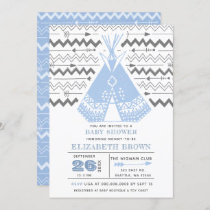 Petite Tribal TeePee Baby Shower Invitations