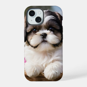Petite Tzu Chiot Panier Fleurs