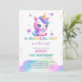 Petite Unicorn Arc en ciel Invitations d'anniversa (Debout devant)