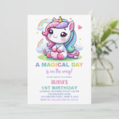 Petite Unicorne Invitations d'anniversaire (Debout devant)