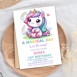 Petite Unicorne Invitations d'anniversaire