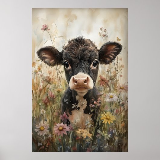 Petite Vache Dans Une Impression De Fleurs Sauvage (Devant)