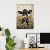 Petite Vache Dans Une Impression De Fleurs Sauvage (Bureau à domicile)