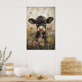 Petite Vache Dans Une Impression De Fleurs Sauvage (Cuisine)