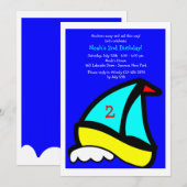 Petite Voilier Anniversaire Fête Invitation (Devant / Derrière)