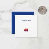 Petite voiture rouge Anniversaire Merci Carte Note (Devant/Arrière en situation)