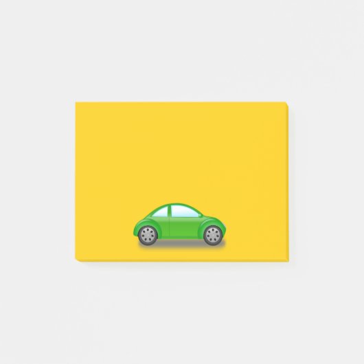 Petite voiture verte sur un Post-It jaune (Devant)