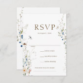 Petite Wildflower bruiloft RSVP (Voorkant / Achterkant)