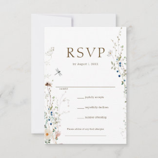 Petite Wildflower bruiloft RSVP Kaartje