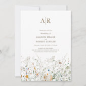 Petite Wildflower Monogram bruiloft uitnodiging (Voorkant)