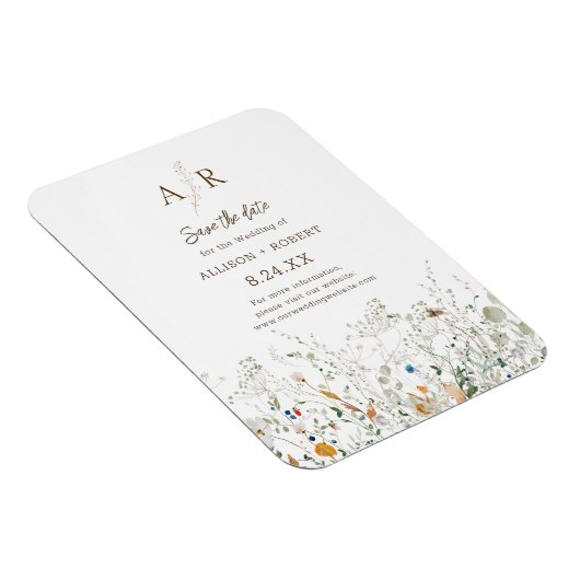 Petite Wildflower Monogram Sla de datum op Magneet (Rechterzijde)