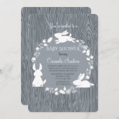 Petites Bunnies Grey Invitation (Devant / Derrière)