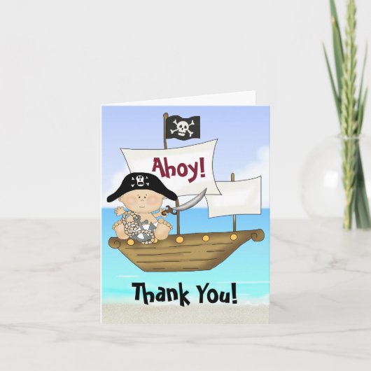 Petites cartes de Merci de pirate de bébé de (Devant)