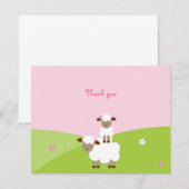 Petites cartes de note douces de Merci d'agneau (Devant / Derrière)