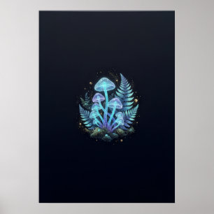 Petites champignons lumineuses affiche de la forêt