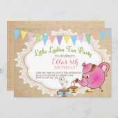 Petites Dames Tea Party Invitations Anniversaire (Devant / Derrière)