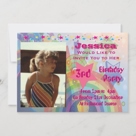 Petites filles arc-en-ciel Invitations d'anniversa (Devant)
