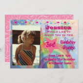 Petites filles arc-en-ciel Invitations d'anniversa (Devant / Derrière)