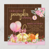 Petites filles Citrouilles Invitations d'anniversa (Devant / Derrière)