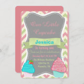 Petites filles Cupcake Invitation Invitation d'ann (Devant / Derrière)