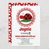 Petites filles Ladybug Invitation d'anniversaire (Devant / Derrière)