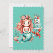 Petites filles personnalisées Sirène Invitation de (Dos)