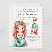 Petites filles personnalisées Sirène Invitation de (Devant)