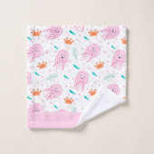 Petites filles Pink Ocean Jellyfish and Crab Motif (Gant de toilette)