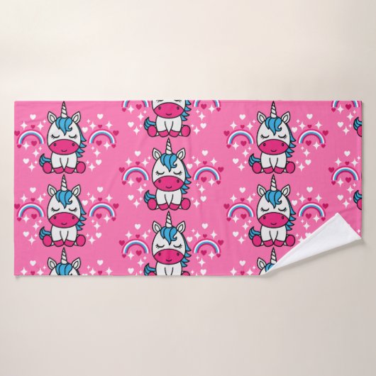 Petites Filles Pink Unicorn Pony (Serviette de bain)