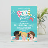 Petites filles Pool Party Invitation anniversaire (Debout devant)