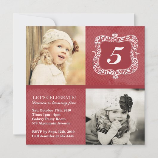 Petites filles Vintages mignonnes Invitation d'ann (Devant)