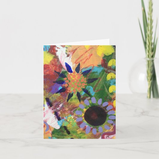 Petites Fleurs Abstraites de carte à notes pliées (Devant)