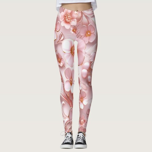 Petites fleurs douces en Leggings roses (Devant)